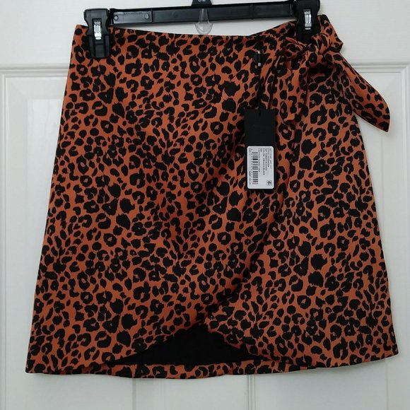 Gianni Bini Animal Print Wrap Skirt Size 2 - Picture 1 of 13